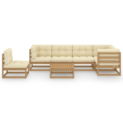 7 pcs conjunto lounge de jardim c/ almofadões pinho maciço