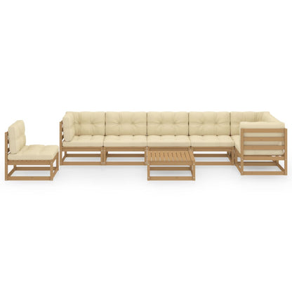 8 pcs conjunto lounge de jardim com almofadões pinho maciço