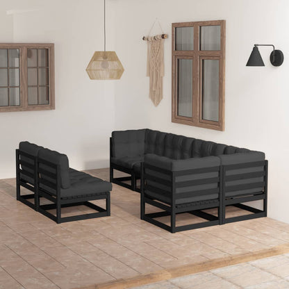 7 pcs conjunto lounge de jardim c/ almofadões pinho maciço