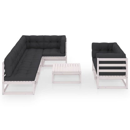 8 pcs conjunto lounge de jardim com almofadões pinho maciço