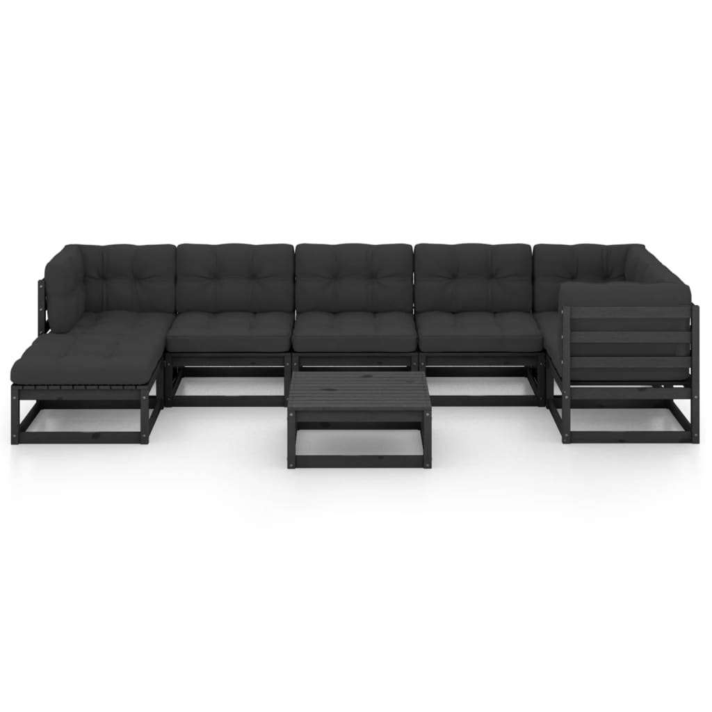 8 pcs conjunto lounge de jardim c/ almofadões pinho maciço