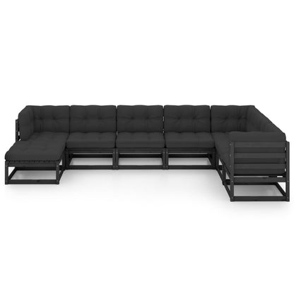 8 pcs conjunto lounge de jardim c/ almofadões pinho maciço