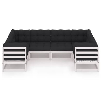 6 pcs conjunto lounge jardim c/ almofadões pinho maciço branco