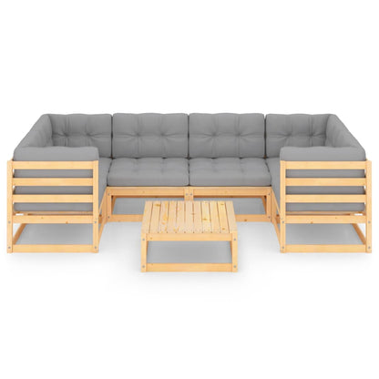 7 pcs conjunto lounge de jardim c/ almofadões pinho maciço