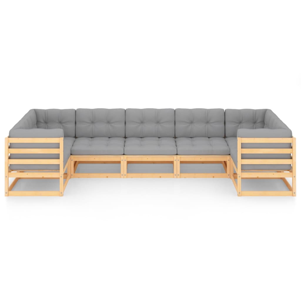 7 pcs conjunto lounge de jardim c/ almofadões pinho maciço