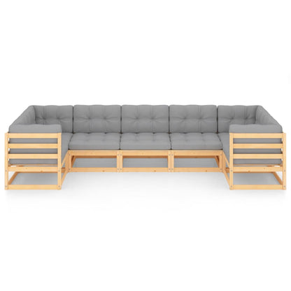 7 pcs conjunto lounge de jardim c/ almofadões pinho maciço