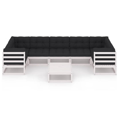 8 pcs conjunto lounge jardim c/ almofadões pinho maciço branco