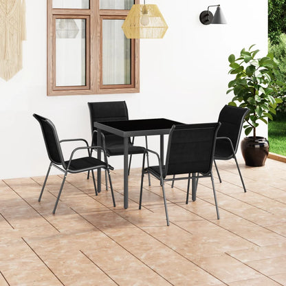 5 pcs conjunto de jantar para exterior aço preto