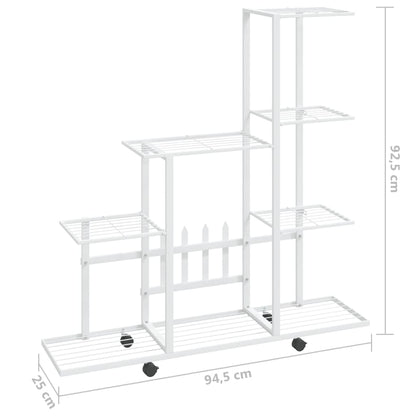 Suporte de vasos c/ rodas 94,5x25x92,5 cm metal branco