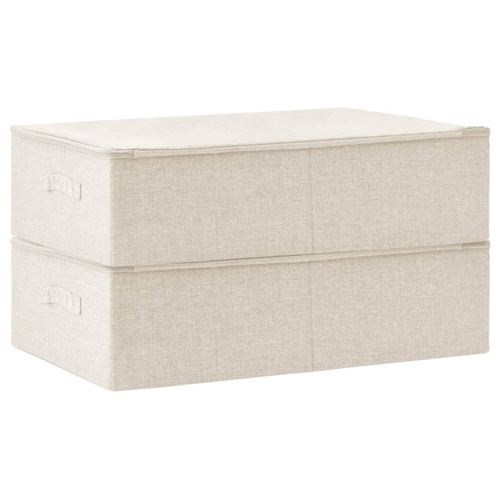 Caixas de arrumação 2 pcs tecido 70x40x18 cm cor creme