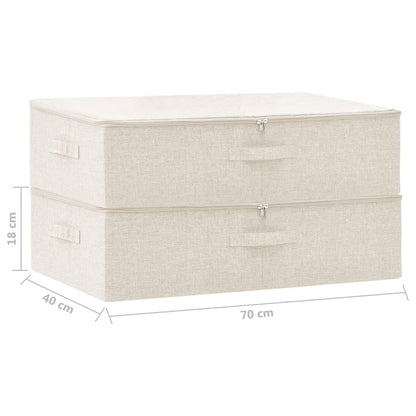 Caixas de arrumação 2 pcs tecido 70x40x18 cm cor creme