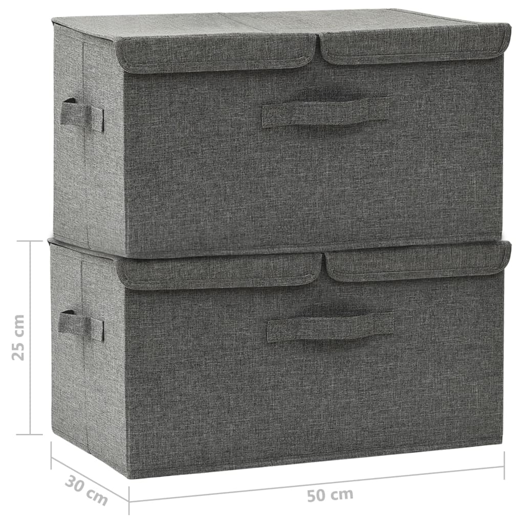 Caixas de arrumação 2 pcs 50x30x25 cm tecido antracite