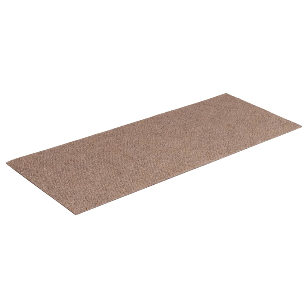 Tapetes de escada adesivos retang. 15pcs 60x25cm castanho-claro