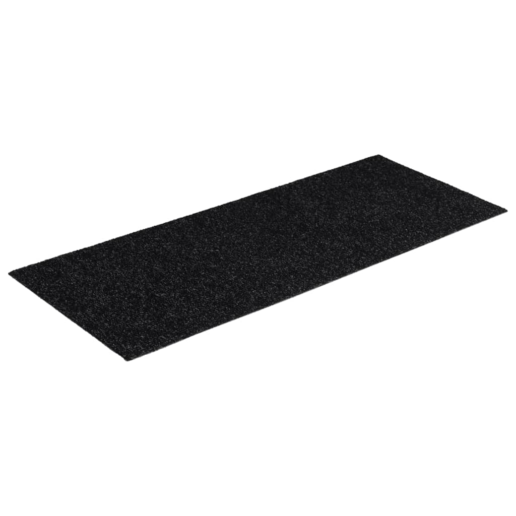 Tapetes de escada adesivos retangulares 15 pcs 60x25 cm preto