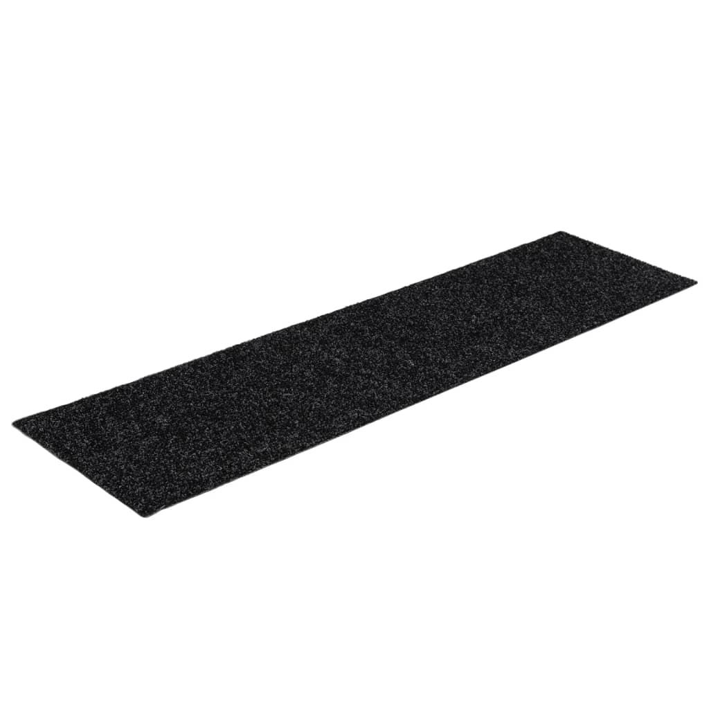 Tapetes de escada adesivos retangulares 15 pcs 76x20 cm preto