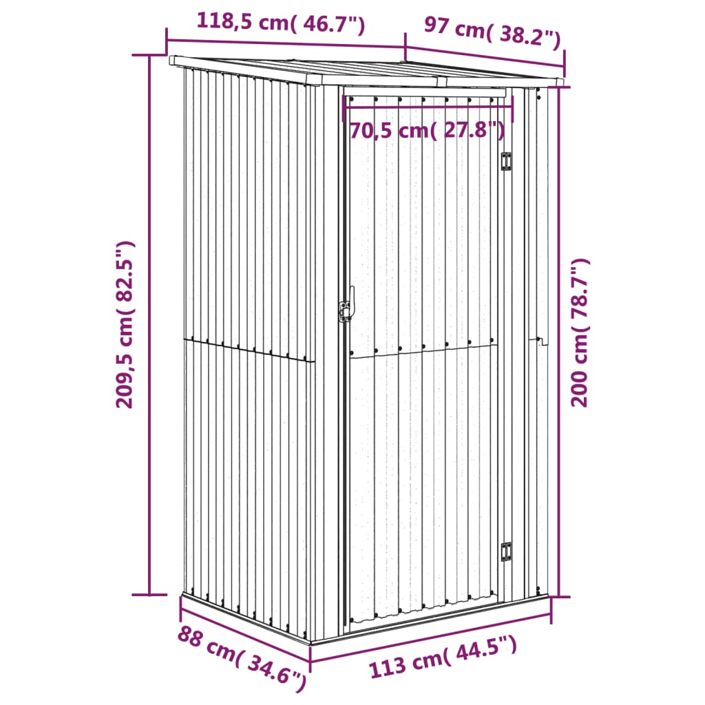 Abrigo de jardim 118,5x97x209,5 cm aço galvanizado verde