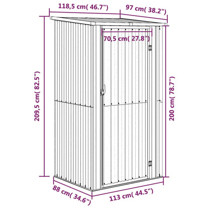 Abrigo de jardim 118,5x97x209,5 cm aço galvanizado cinzento