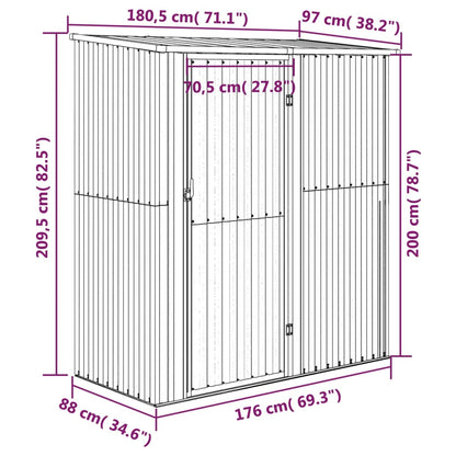 Abrigo de jardim 180,5x97x209,5 cm aço galvanizado verde