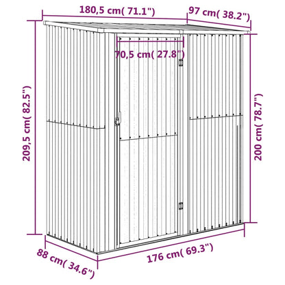 Abrigo de jardim 180,5x97x209,5 cm aço galvanizado cinzento