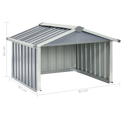 Abrigo para corta-relva 92x97x63 cm aço galvanizado cinzento