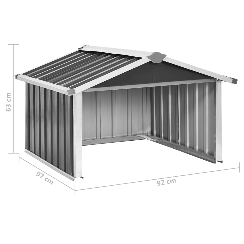 Abrigo para corta-relva 92x97x63 cm aço galvanizado antracite