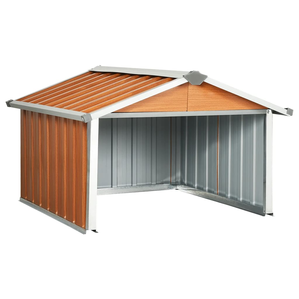 Abrigo para corta-relva 92x97x63 cm aço galvanizado castanho