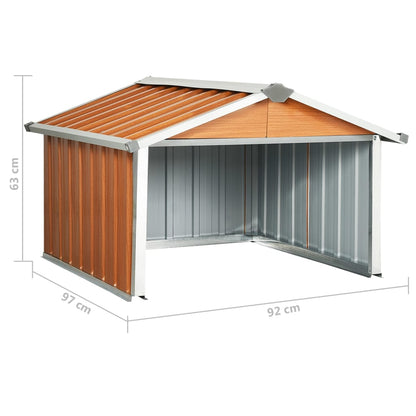 Abrigo para corta-relva 92x97x63 cm aço galvanizado castanho