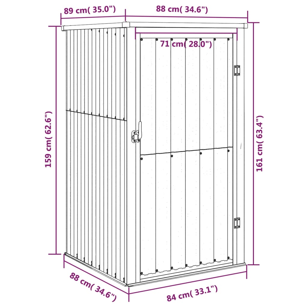 Abrigo ferramentas jardim 88x89x161cm aço galvanizado antracite