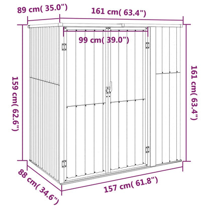 Abrigo p/ ferramentas jardim 161x89x161cm aço galvanizado cinza