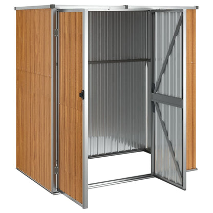 Abrigo ferramentas jardim 161x89x161cm aço galvanizado castanho