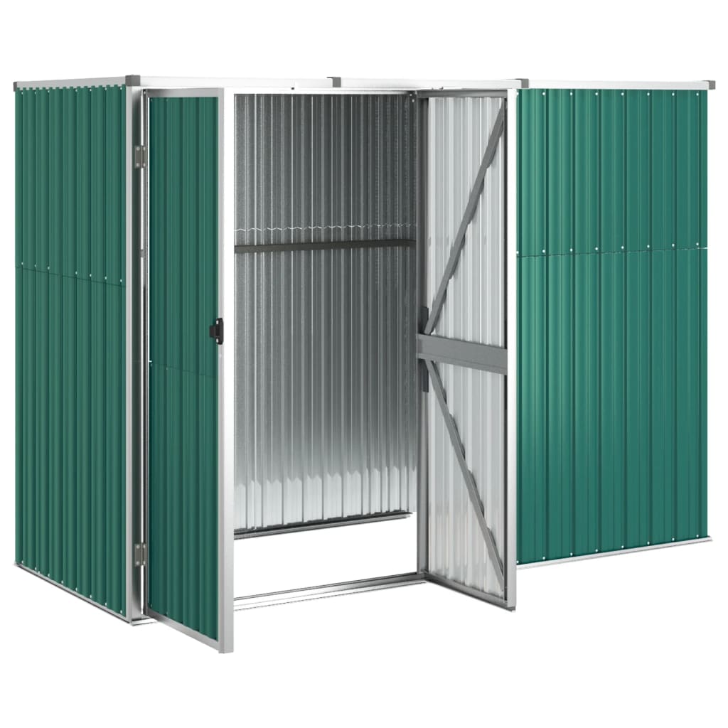 Abrigo ferramentas jardim 225x89x161cm aço galvanizado verde