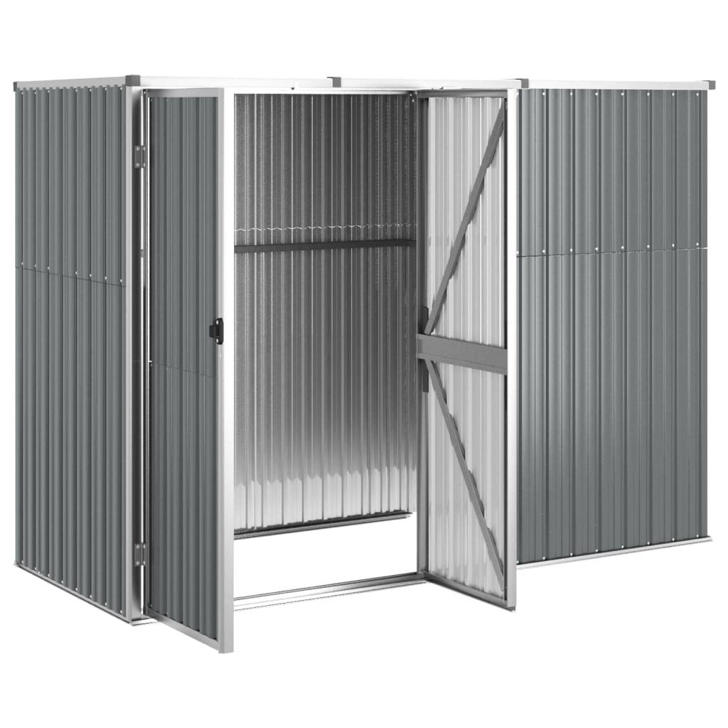 Abrigo p/ ferramentas jardim 225x89x161cm aço galvanizado cinza