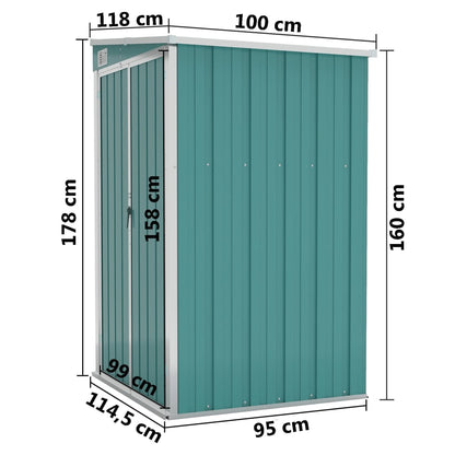 Abrigo suspenso p/ jardim 118x100x178 cm aço galvanizado verde