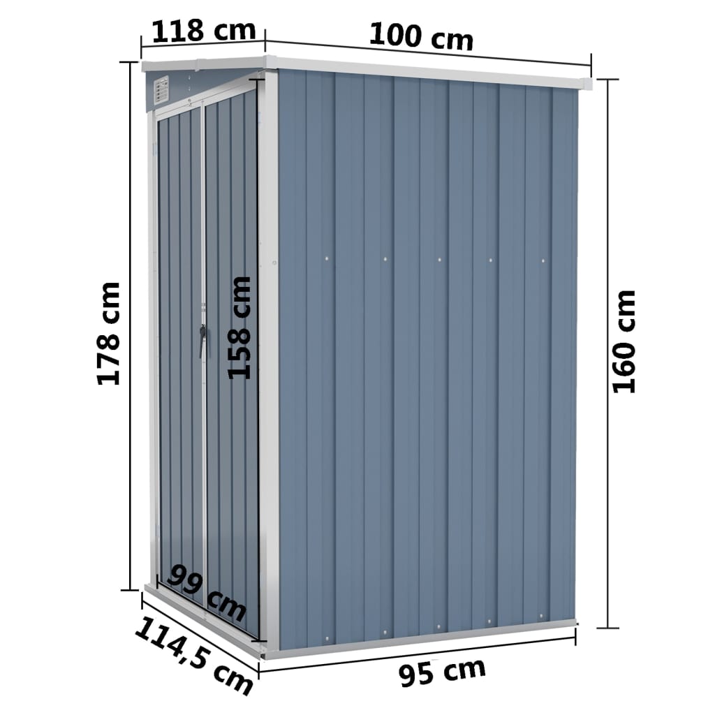 Abrigo suspenso p/ jardim 118x100x178 cm aço galvaniz. cinzento