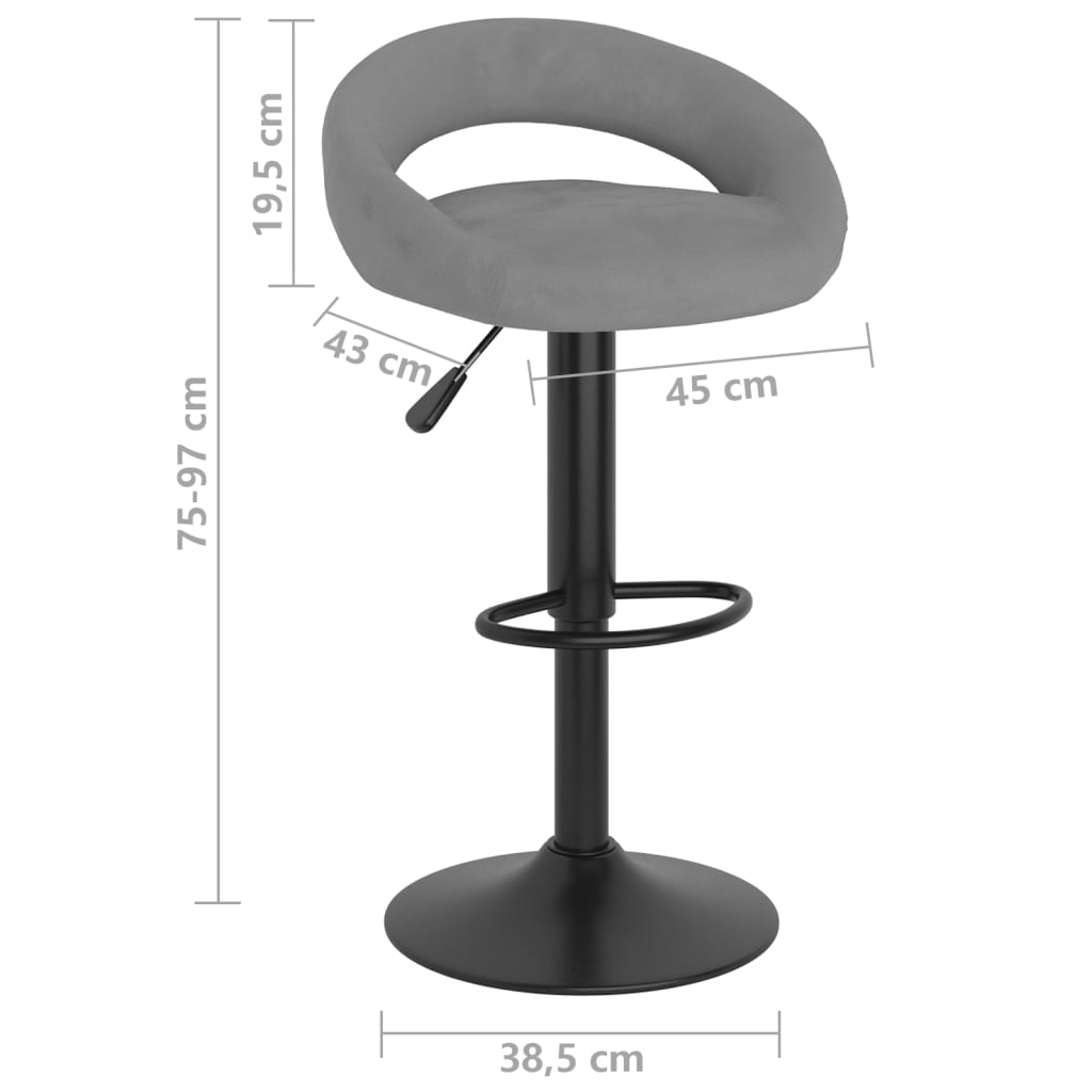 Bancos de bar 2 pcs veludo cinzento-claro