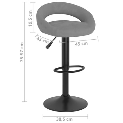 Bancos de bar 2 pcs veludo cinzento-claro