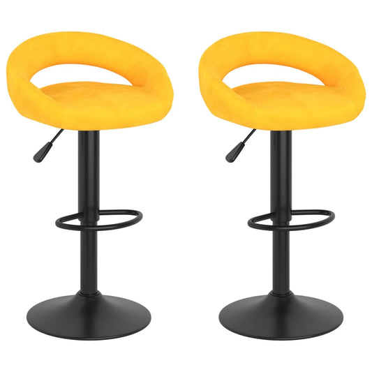 Bancos de bar 2 pcs veludo amarelo mostarda