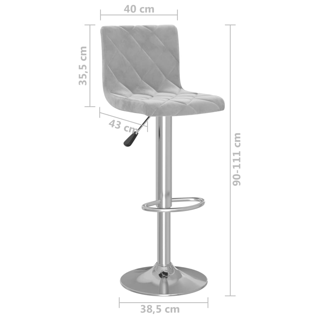 Bancos de bar 2 pcs veludo cinzento-claro