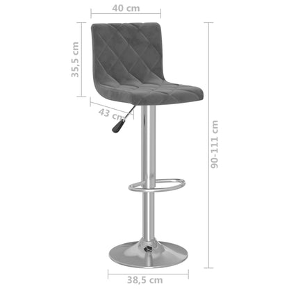 Bancos de bar 2 pcs veludo cinzento-escuro