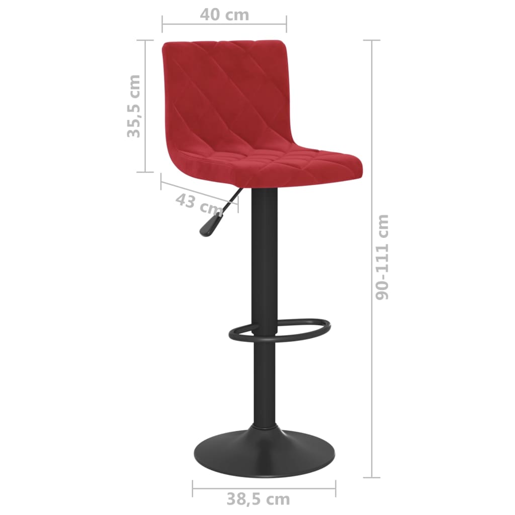 Bancos de bar 2 pcs veludo vermelho tinto