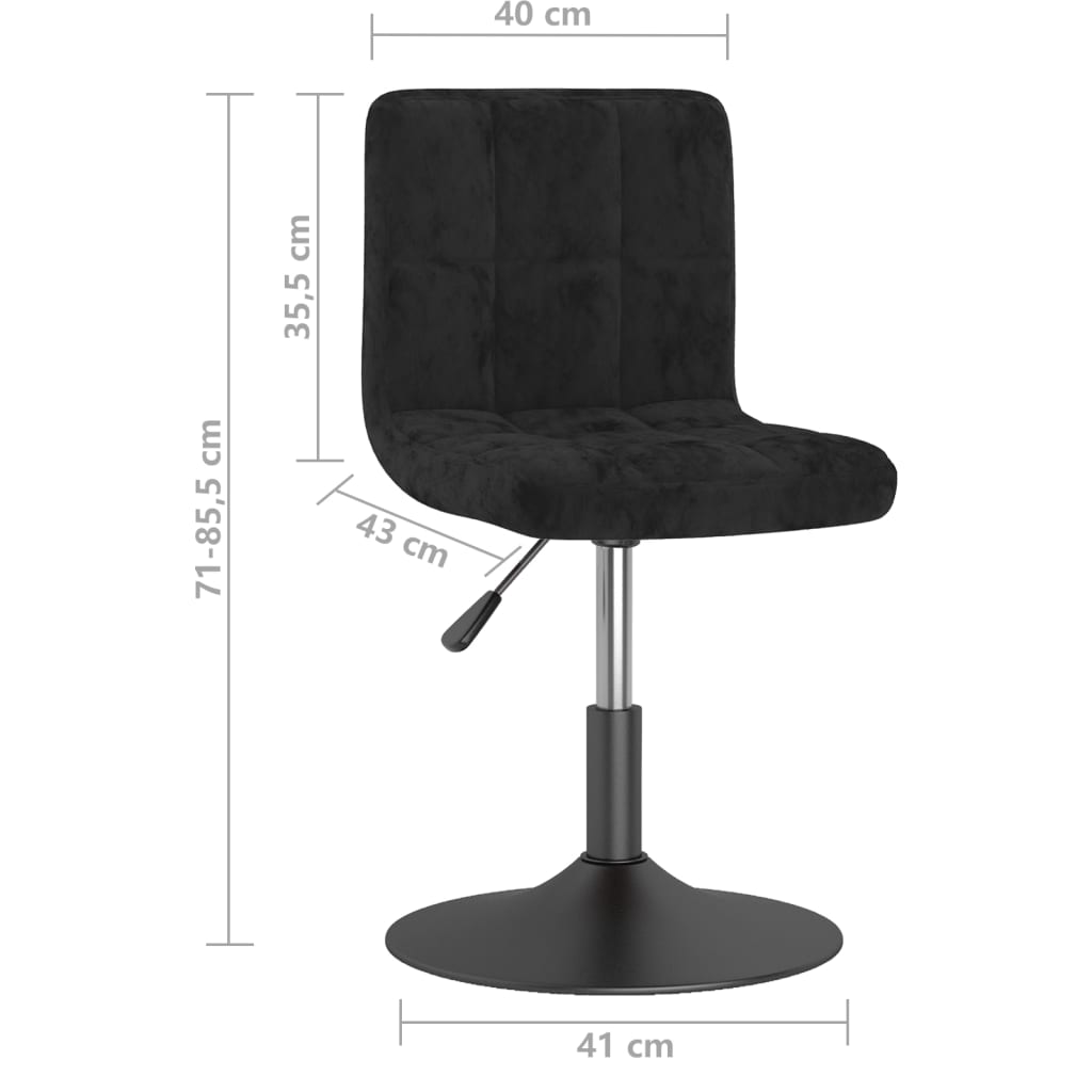 Cadeiras de jantar giratórias 2 pcs veludo preto