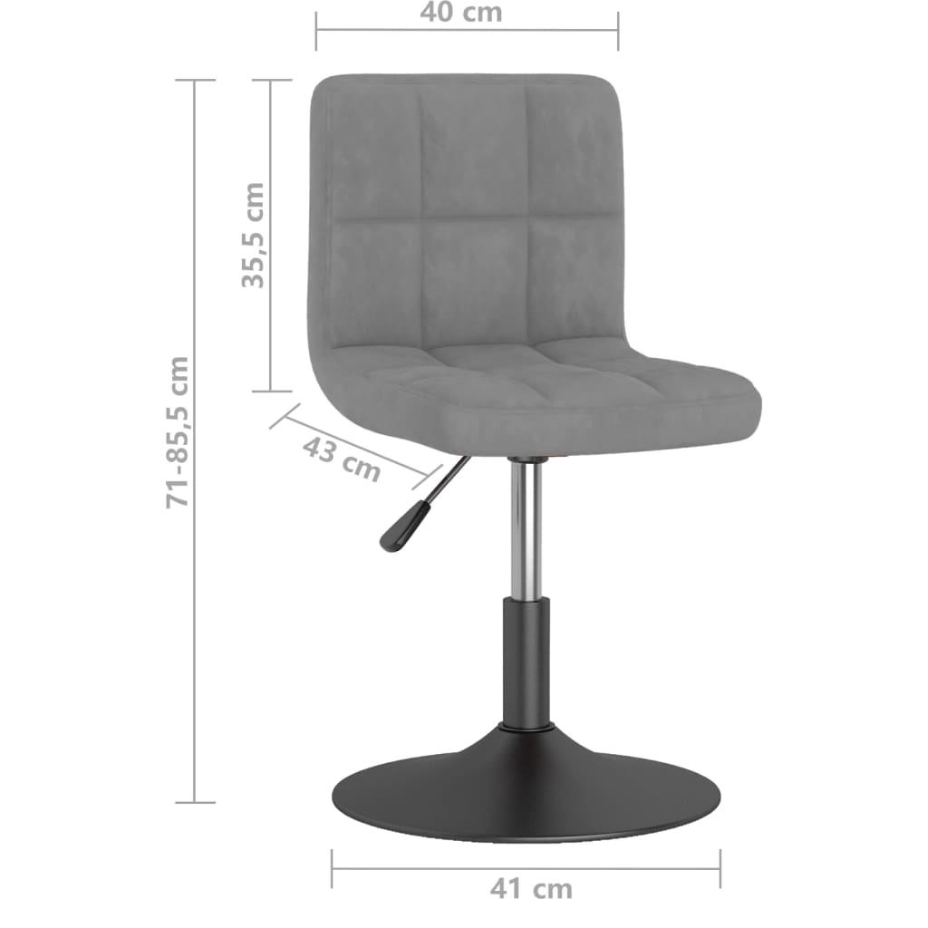 Cadeiras de jantar giratórias 2 pcs veludo cinzento-claro