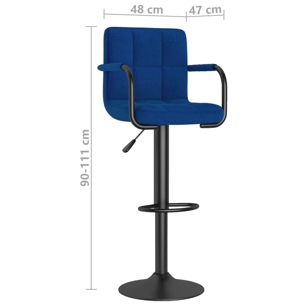 Bancos de bar 2 pcs tecido azul