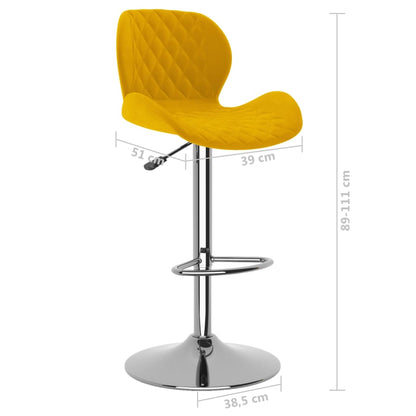 Bancos de bar 2 pcs veludo amarelo mostarda