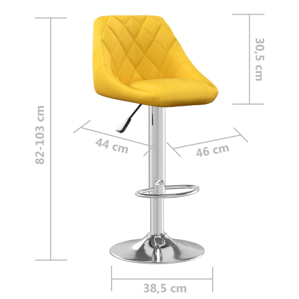 Bancos de bar 2 pcs veludo amarelo mostarda