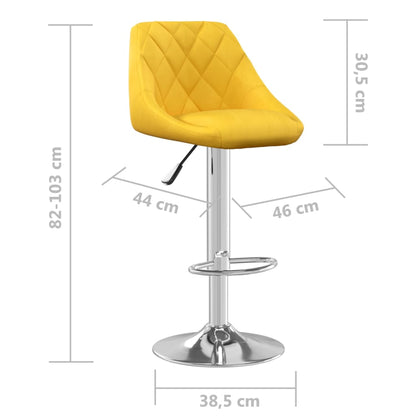 Bancos de bar 2 pcs veludo amarelo mostarda