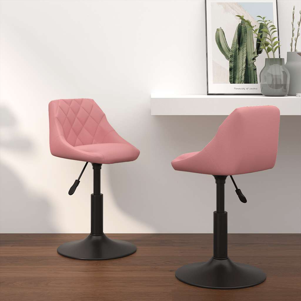 Cadeiras de jantar giratórias 2 pcs veludo rosa