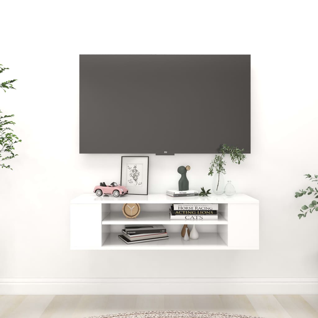 Móvel de TV para parede 100x30x26,5 cm contraplacado branco