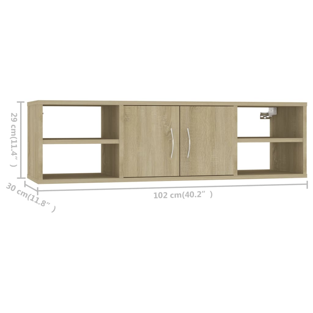 Estante de parede 102x30x29cm derivados madeira carvalho sonoma