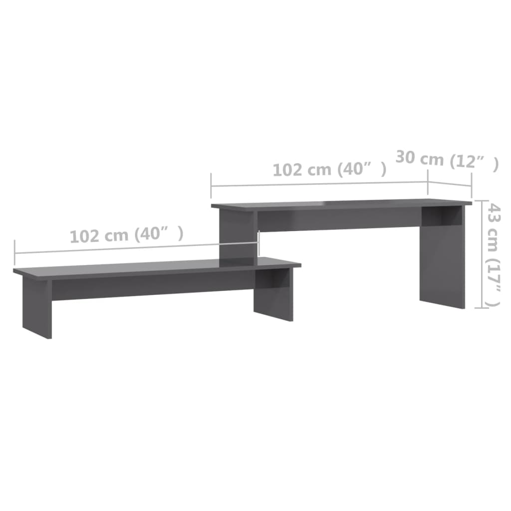 Móvel de TV 180x30x43 cm contraplacado cinza brilhante